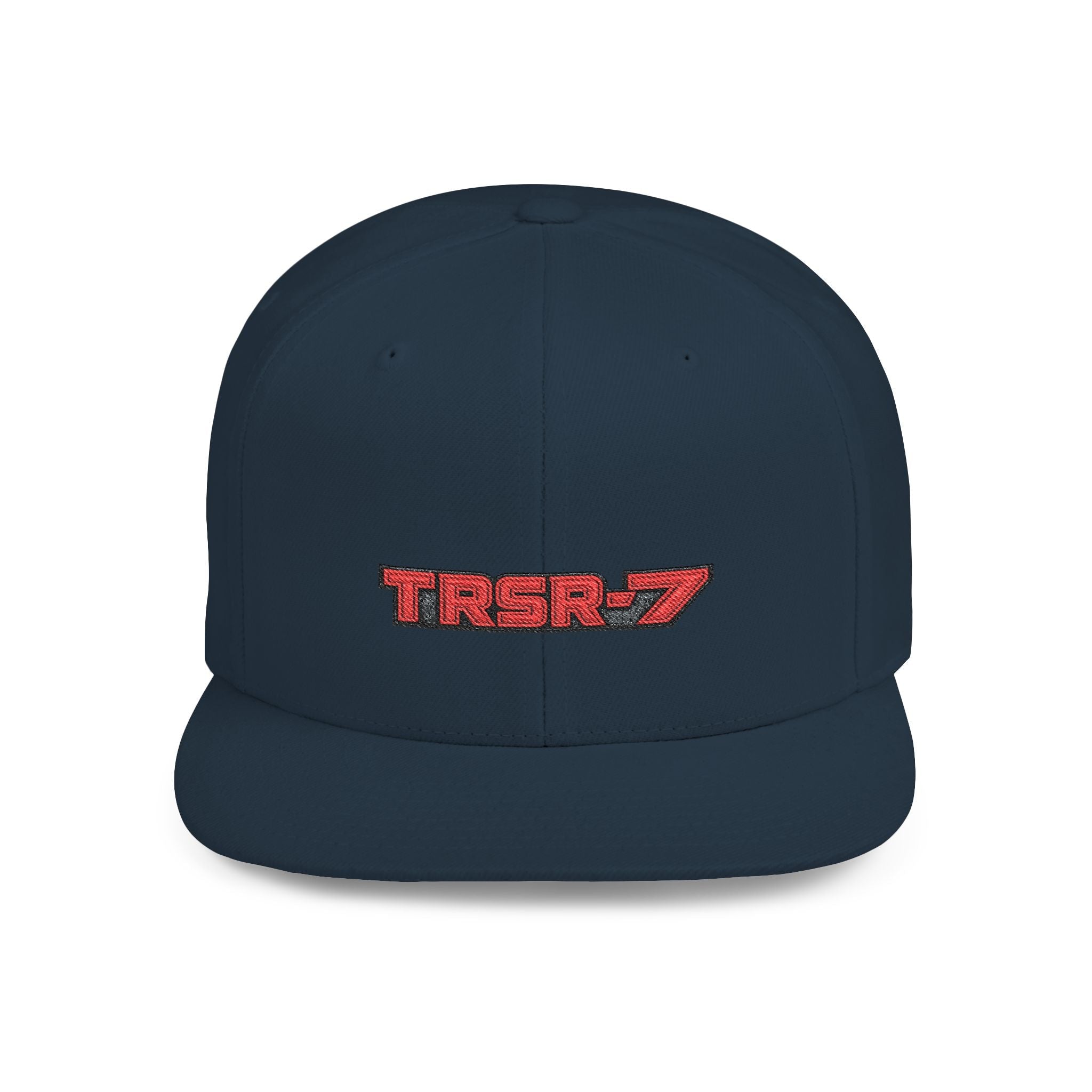 Snapback Hat — 'TRSR-7' Red Retro Logo Flat-Bill Cap