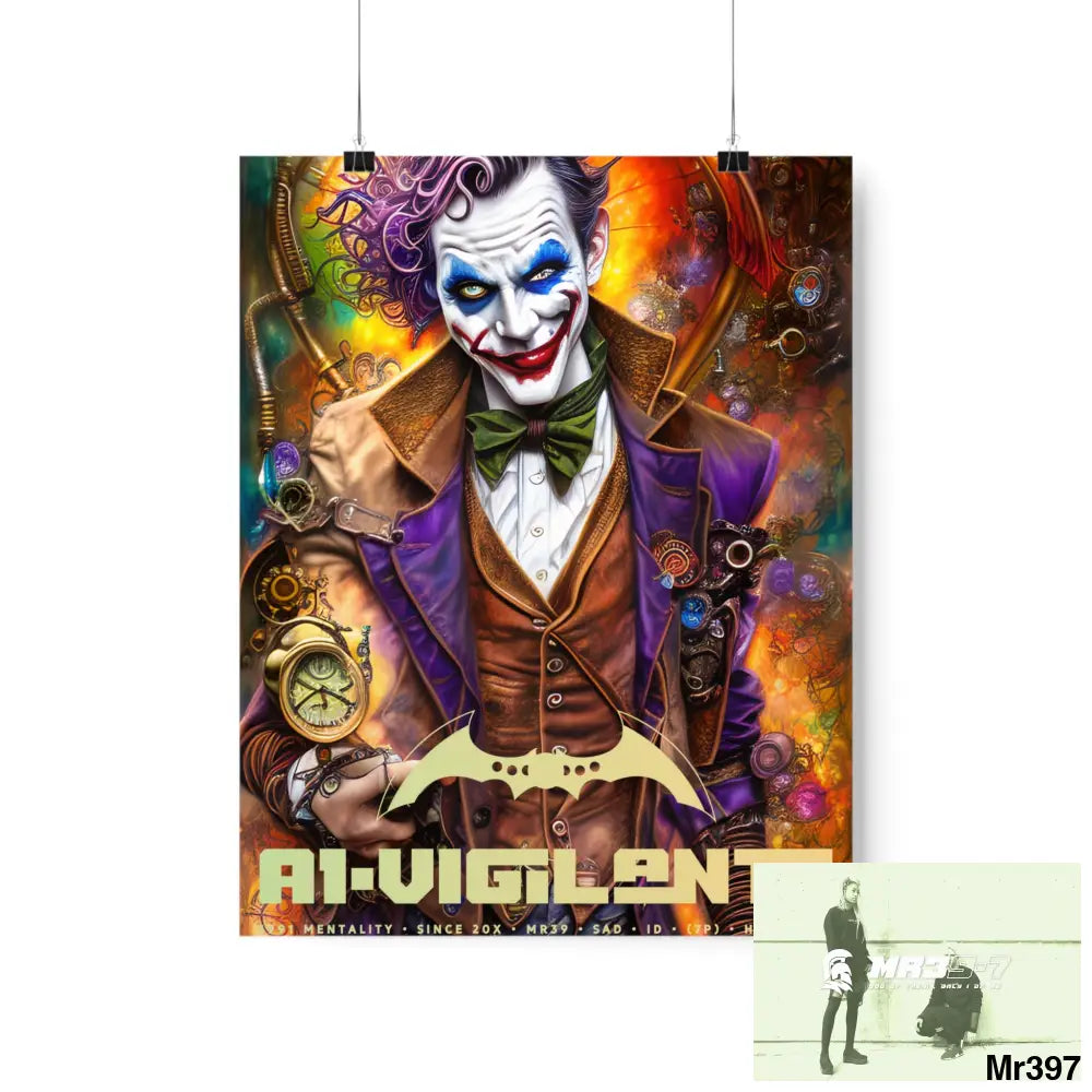 1.VigilantAe Steampunk Joker Hearts Tribal Fractal Matte Vertical Posters 11″ x 14″ / Matte Poster