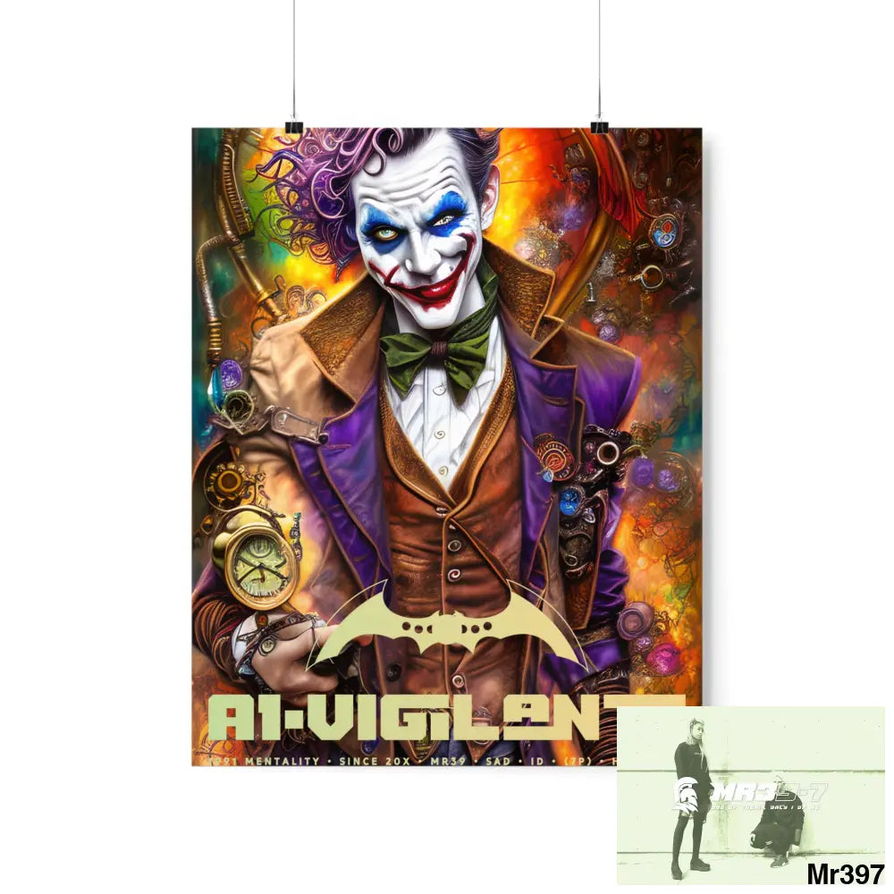 1.VigilantAe Steampunk Joker Hearts Tribal Fractal Matte Vertical Posters 16″ x 20″ / Matte Poster