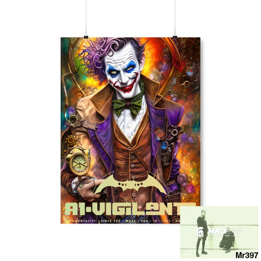 1.VigilantAe Steampunk Joker Hearts Tribal Fractal Matte Vertical Posters 18″ x 24″ / Matte Poster