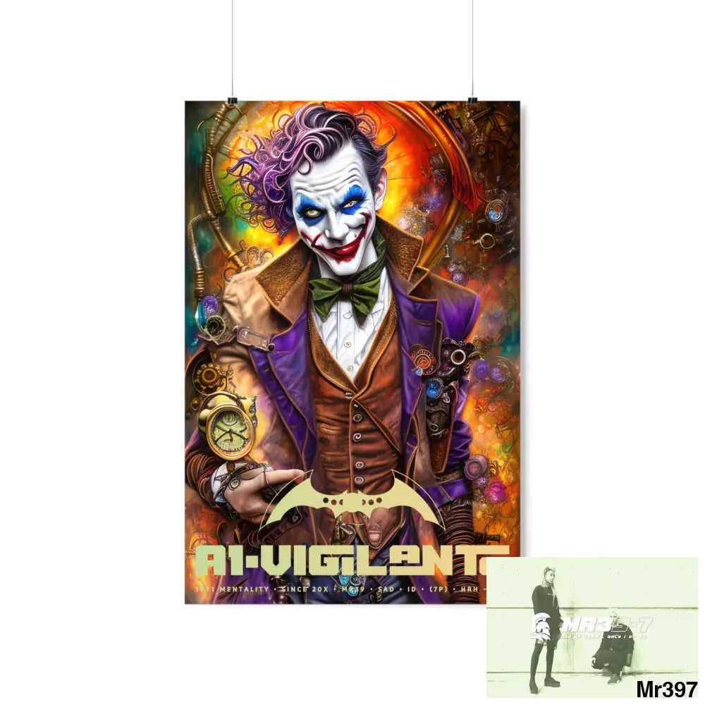 1.VigilantAe Steampunk Joker Hearts Tribal Fractal Matte Vertical Posters 20″ x 30″ / Matte Poster
