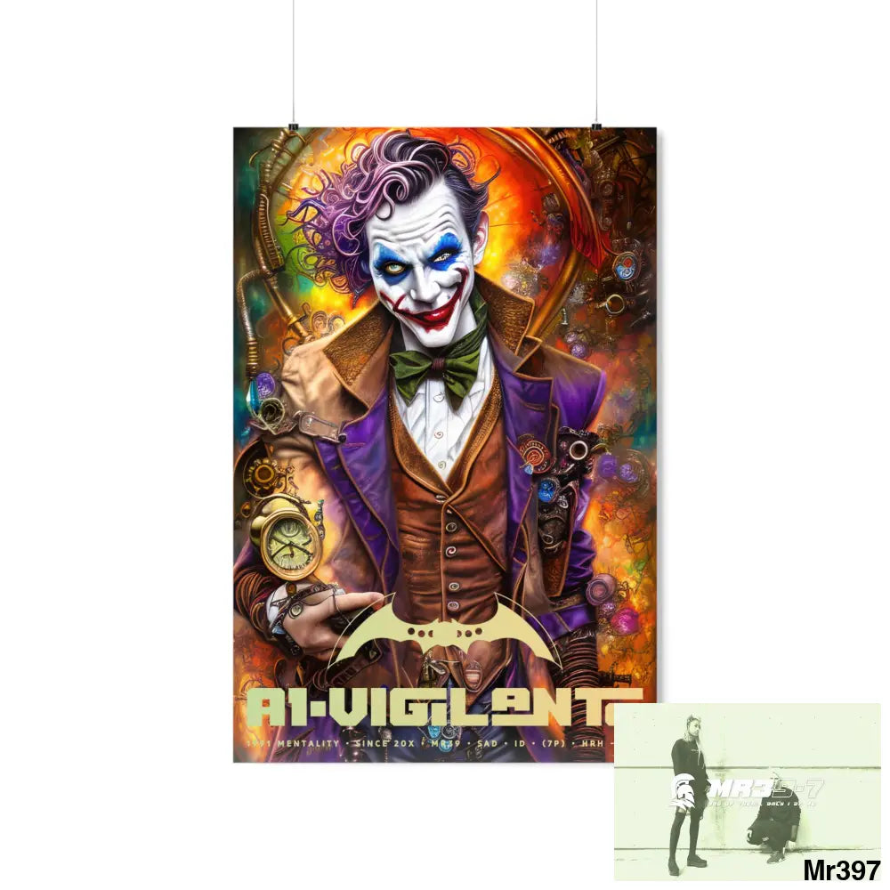1.VigilantAe Steampunk Joker Hearts Tribal Fractal Matte Vertical Posters 24″ x 36″ / Matte Poster