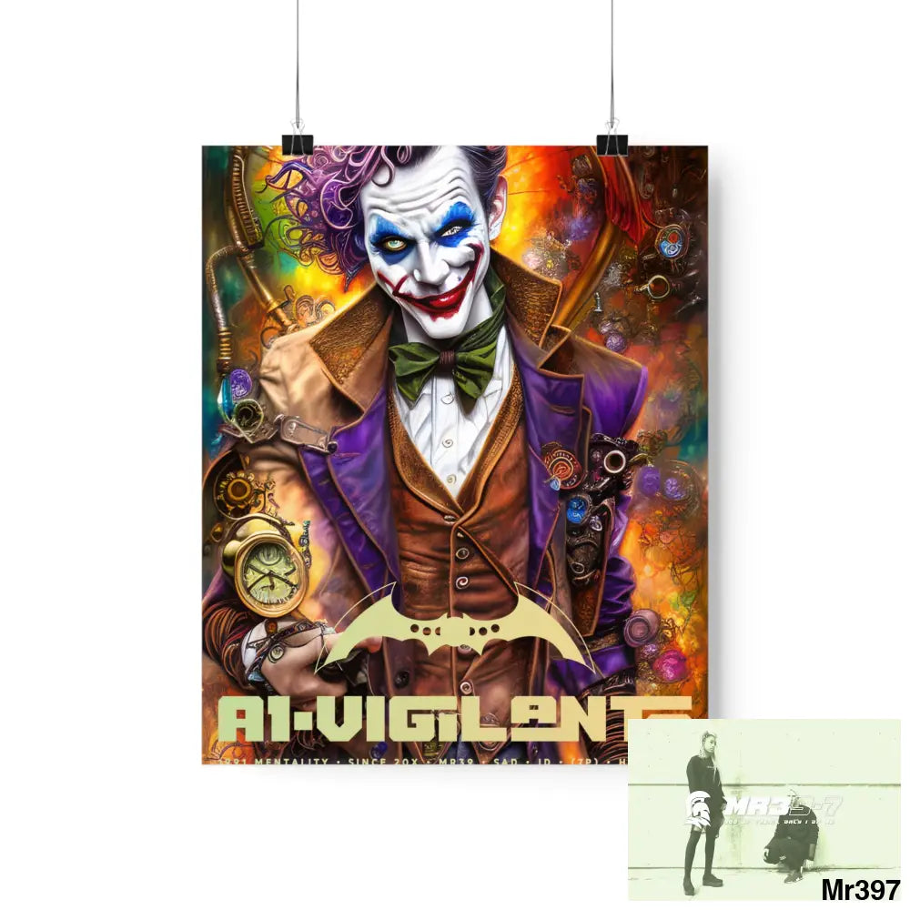 1.VigilantAe Steampunk Joker Hearts Tribal Fractal Matte Vertical Posters 9’’ x 11’’ / Matte Poster