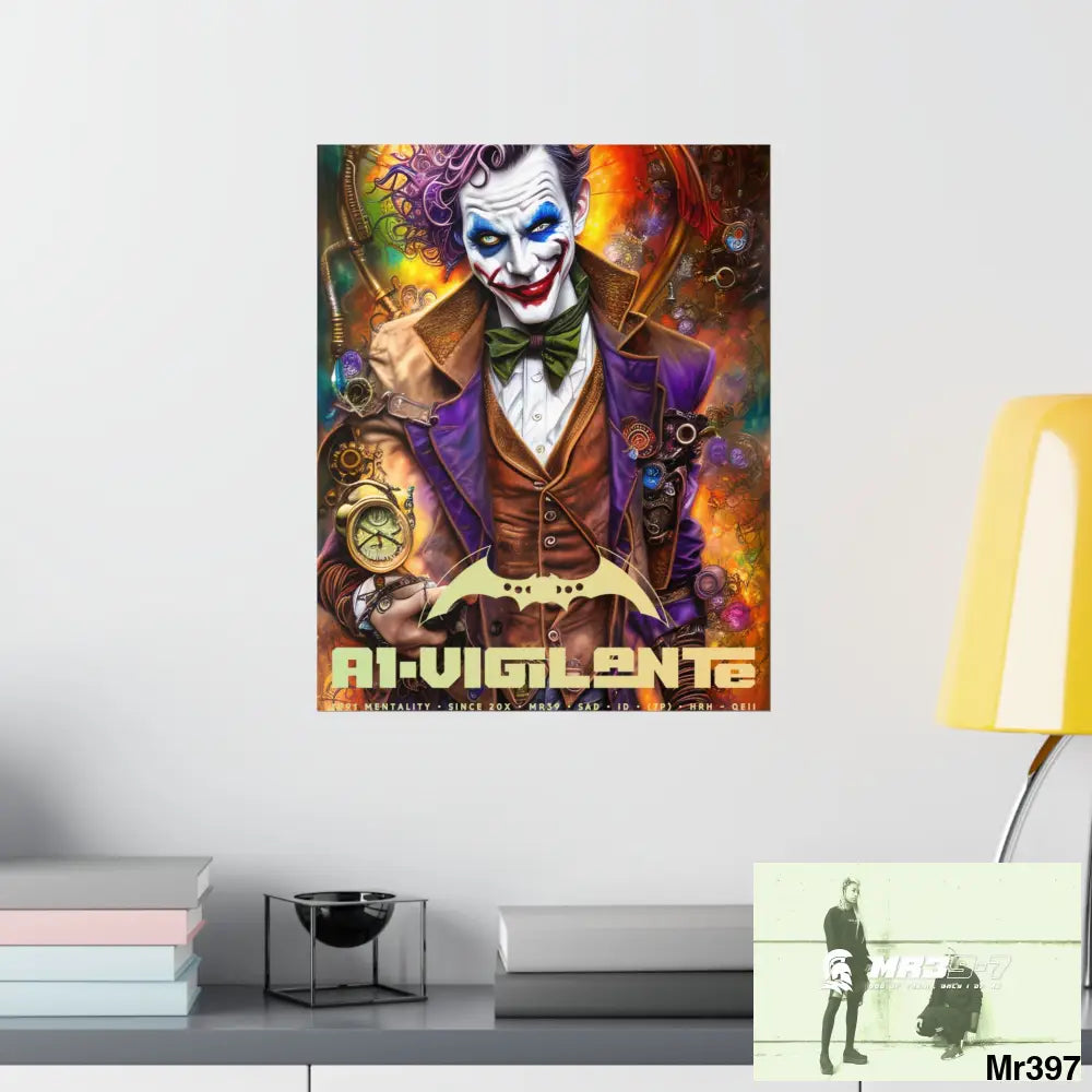 1.VigilantAe Steampunk Joker Hearts Tribal Fractal Matte Vertical Posters Poster