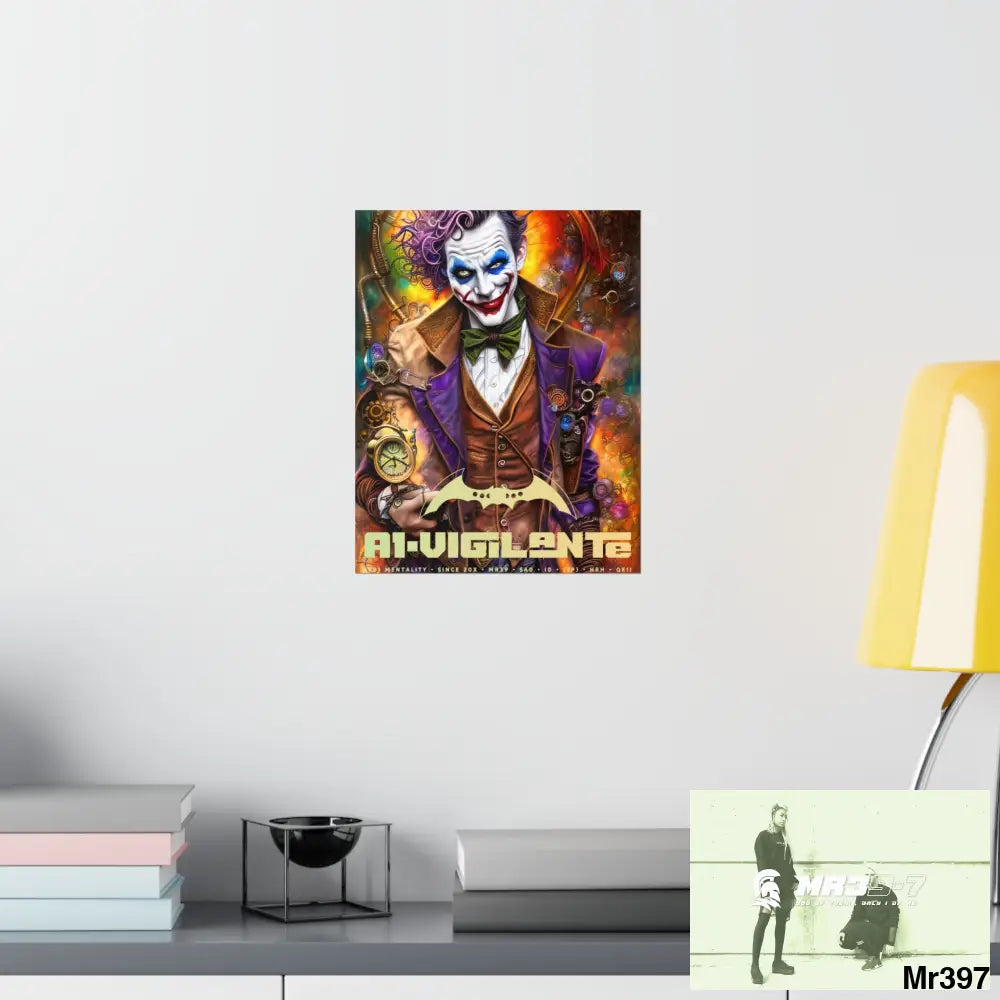 1.VigilantAe Steampunk Joker Hearts Tribal Fractal Matte Vertical Posters Poster