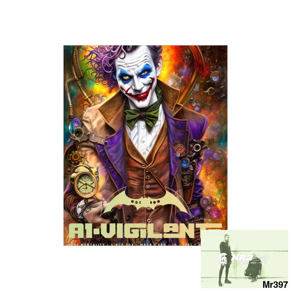 1.VigilantAe Steampunk Joker Hearts Tribal Fractal Matte Vertical Posters Poster