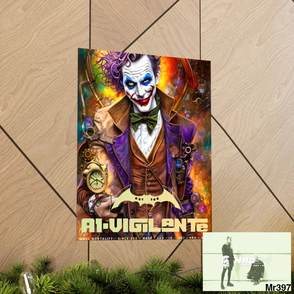1.VigilantAe Steampunk Joker Hearts Tribal Fractal Matte Vertical Posters Poster