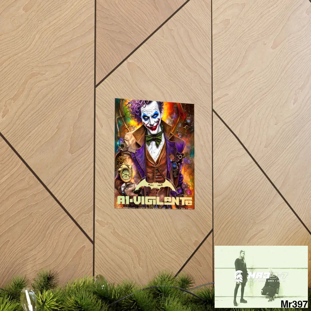 1.VigilantAe Steampunk Joker Hearts Tribal Fractal Matte Vertical Posters Poster