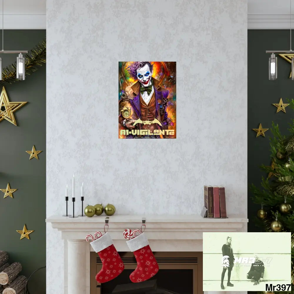 1.VigilantAe Steampunk Joker Hearts Tribal Fractal Matte Vertical Posters Poster