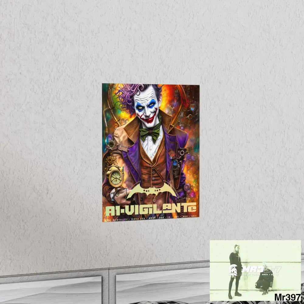 1.VigilantAe Steampunk Joker Hearts Tribal Fractal Matte Vertical Posters Poster