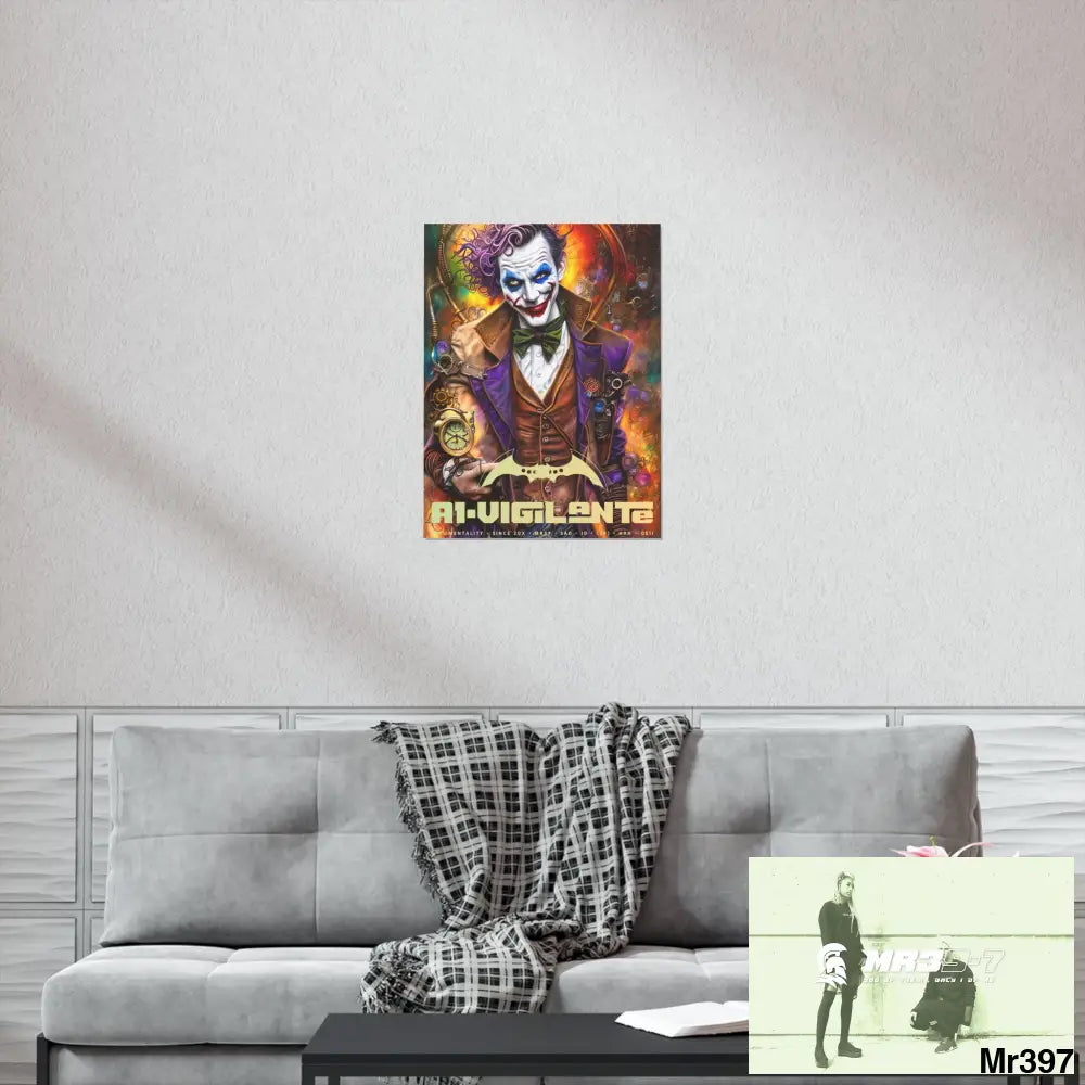 1.VigilantAe Steampunk Joker Hearts Tribal Fractal Matte Vertical Posters Poster