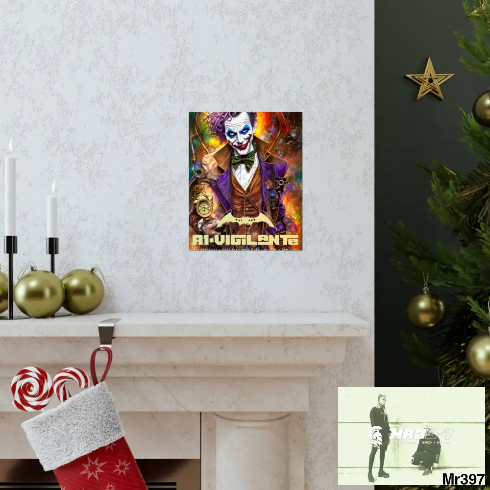 1.VigilantAe Steampunk Joker Hearts Tribal Fractal Matte Vertical Posters Poster