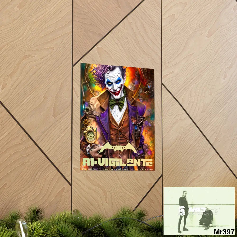 1.VigilantAe Steampunk Joker Hearts Tribal Fractal Matte Vertical Posters Poster