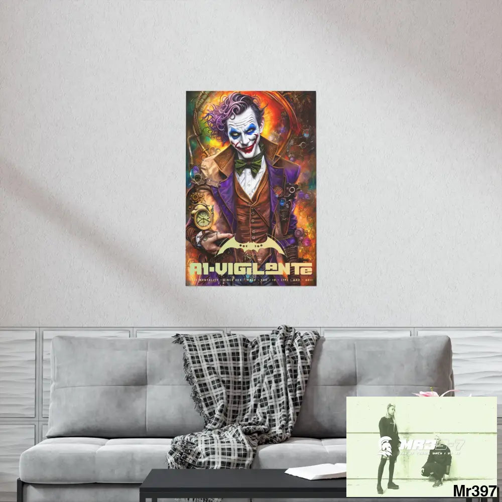 1.VigilantAe Steampunk Joker Hearts Tribal Fractal Matte Vertical Posters Poster