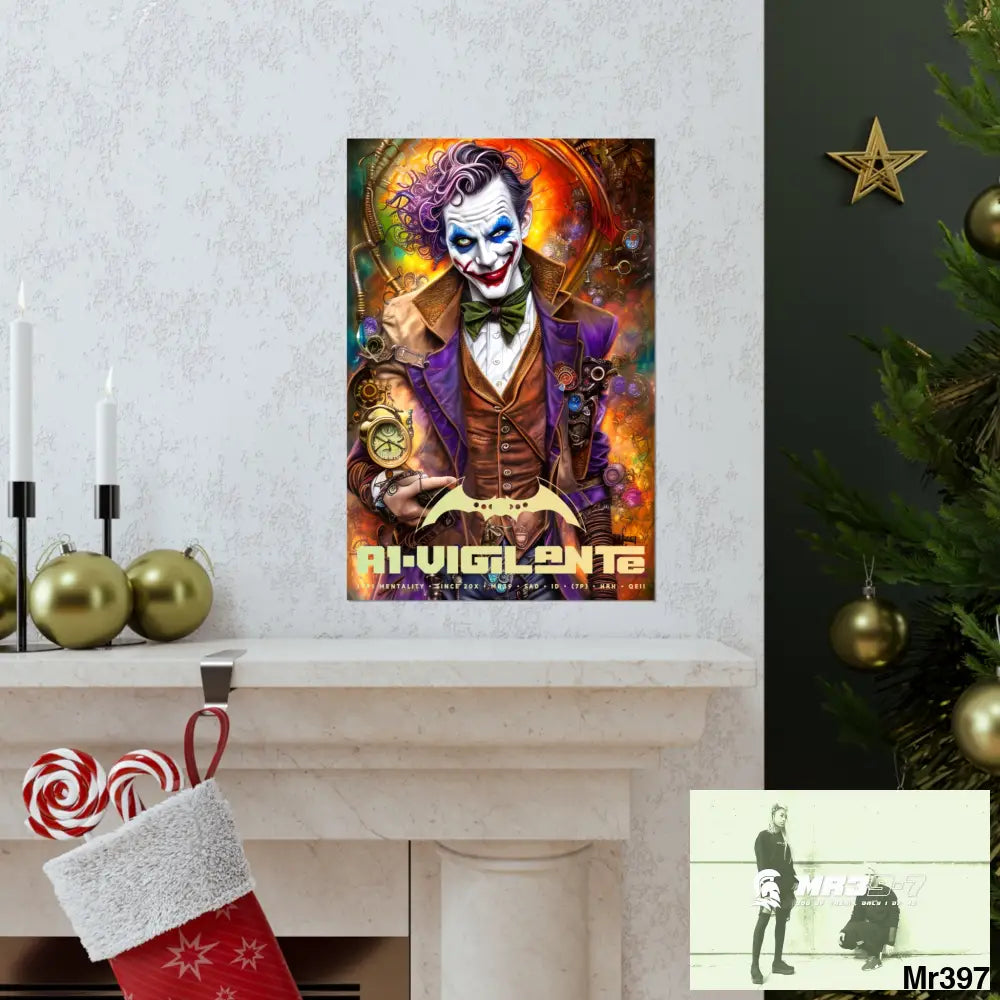 1.VigilantAe Steampunk Joker Hearts Tribal Fractal Matte Vertical Posters Poster