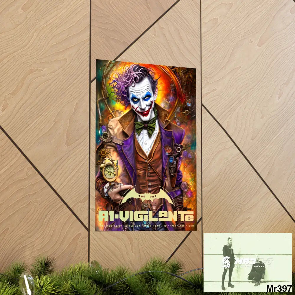 1.VigilantAe Steampunk Joker Hearts Tribal Fractal Matte Vertical Posters Poster