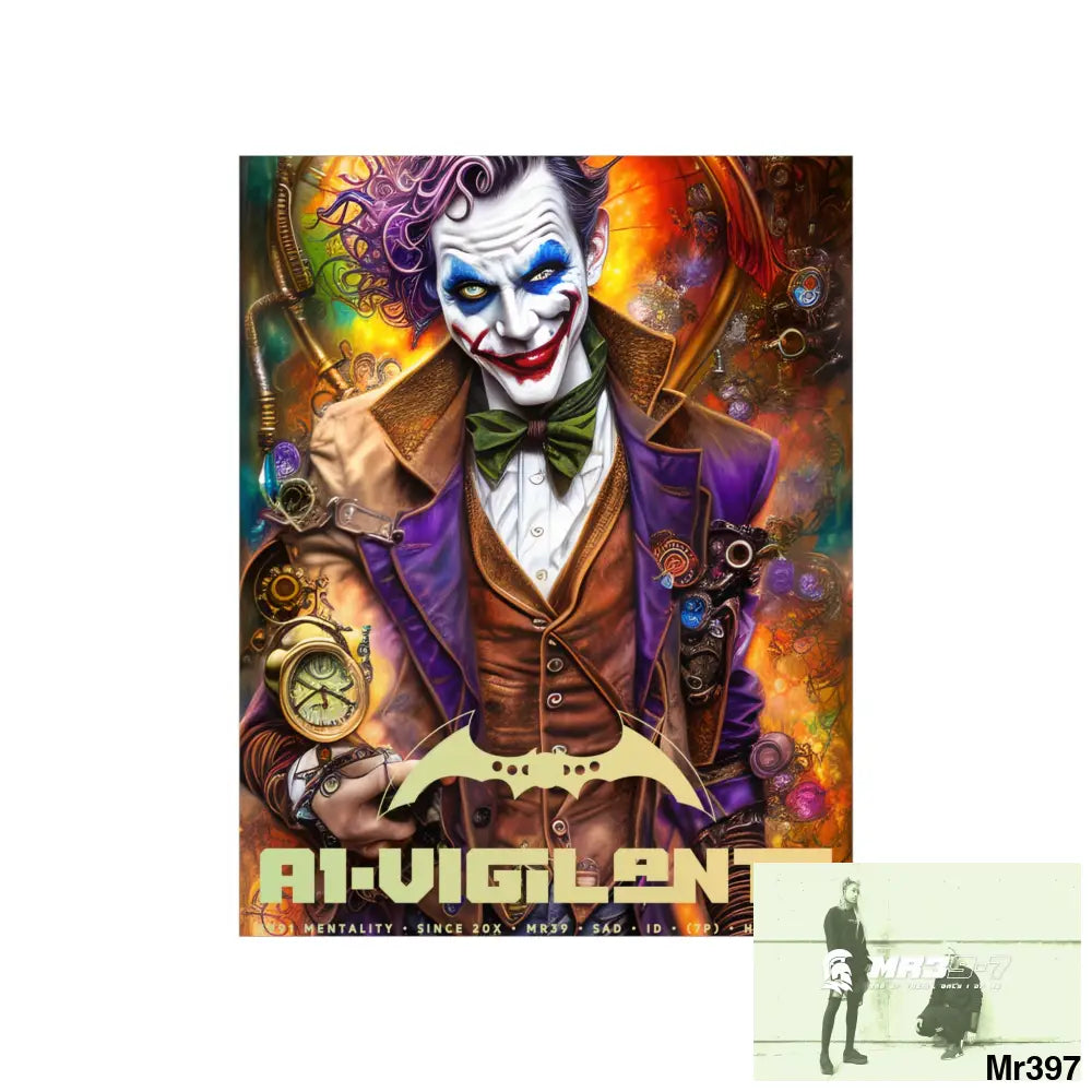 1.VigilantAe Steampunk Joker Hearts Tribal Fractal Matte Vertical Posters Poster