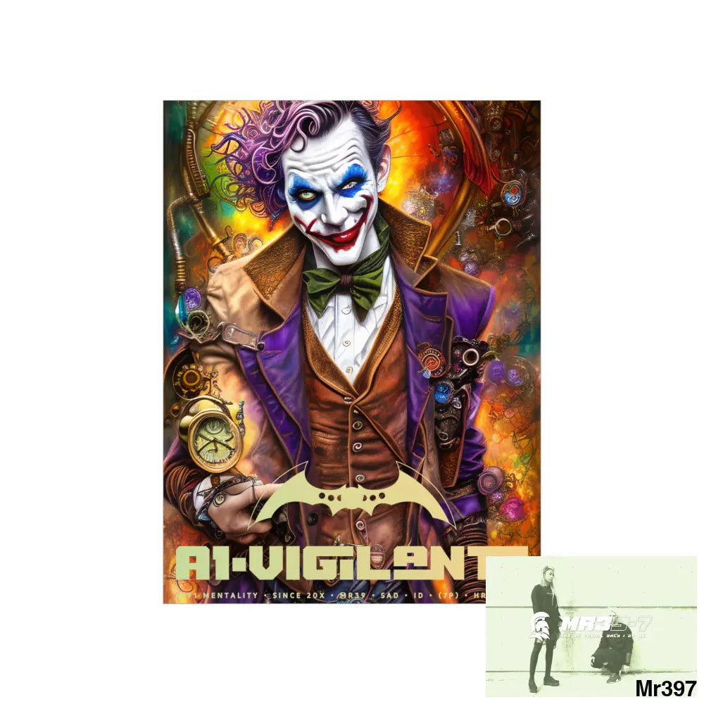 1.VigilantAe Steampunk Joker Hearts Tribal Fractal Matte Vertical Posters Poster