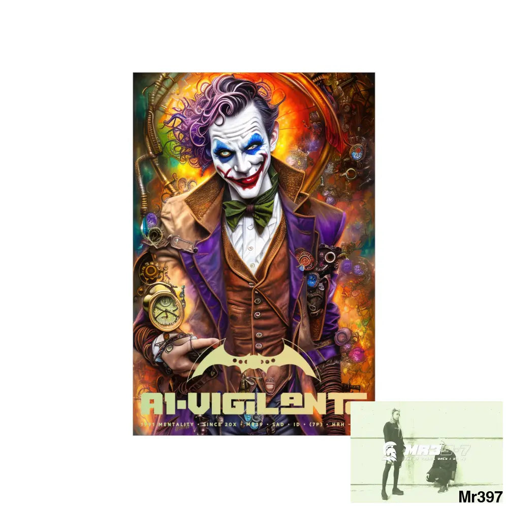 1.VigilantAe Steampunk Joker Hearts Tribal Fractal Matte Vertical Posters Poster