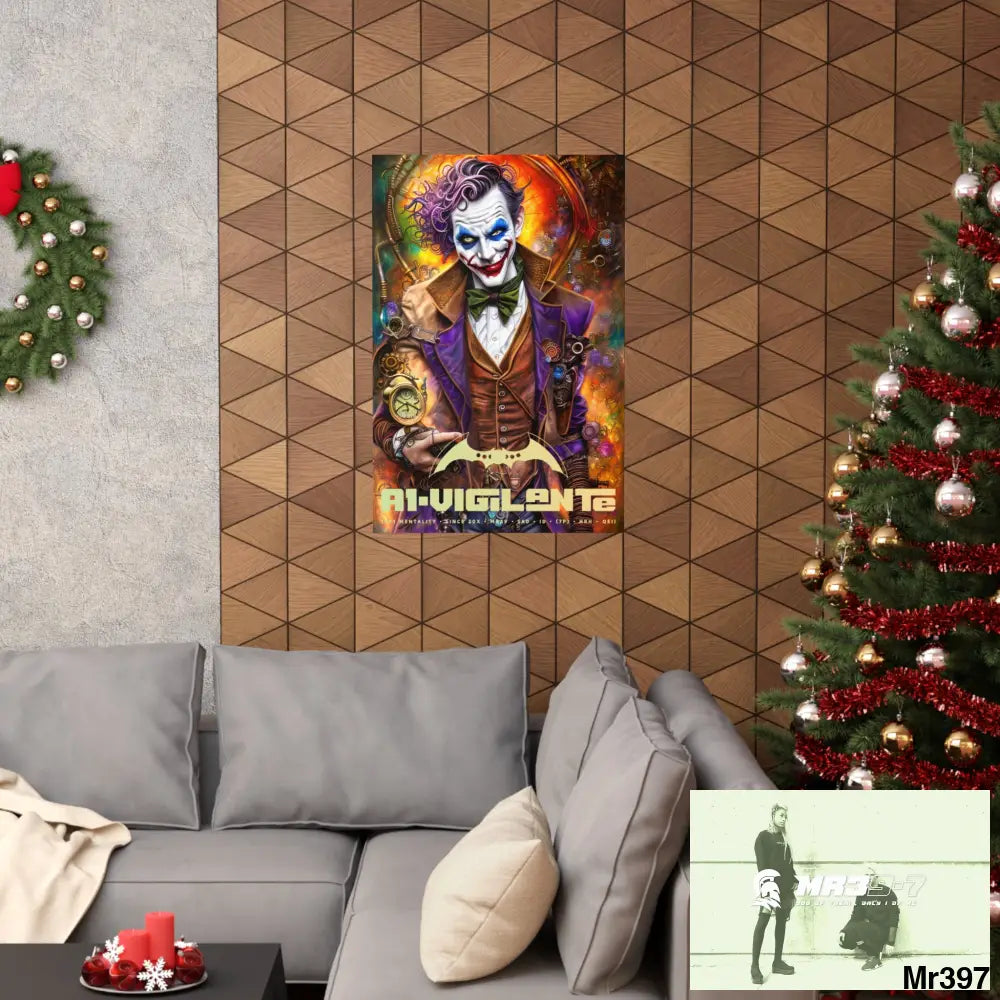1.VigilantAe Steampunk Joker Hearts Tribal Fractal Matte Vertical Posters Poster