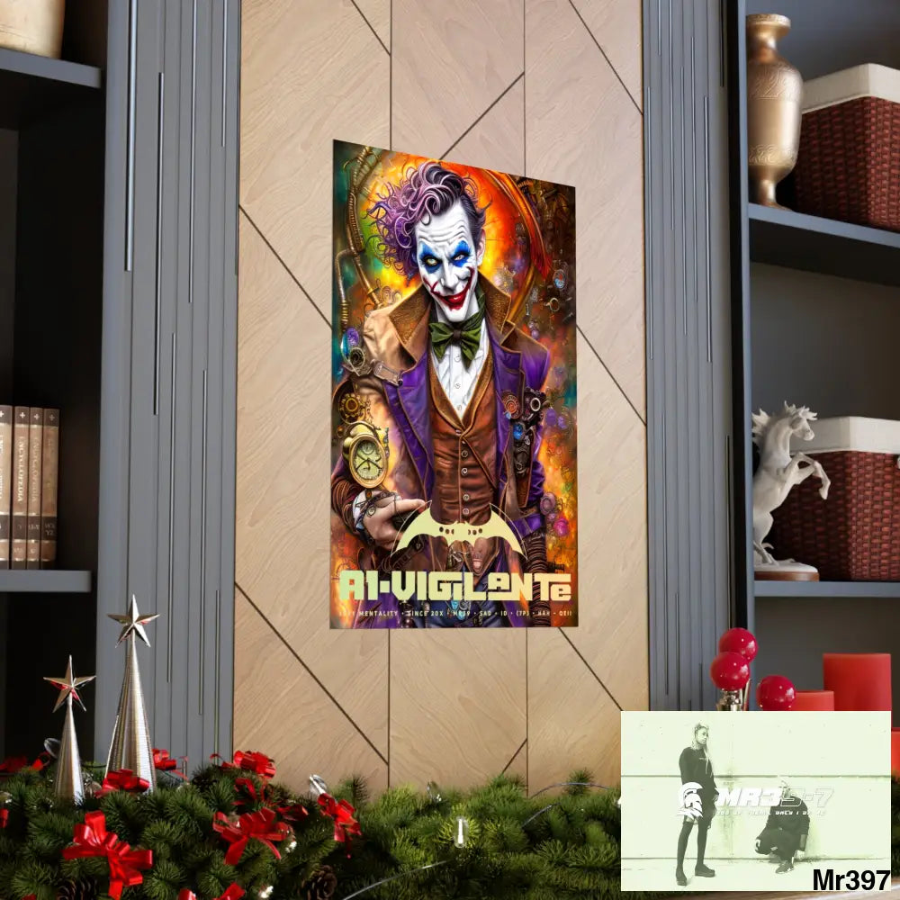 1.VigilantAe Steampunk Joker Hearts Tribal Fractal Matte Vertical Posters Poster