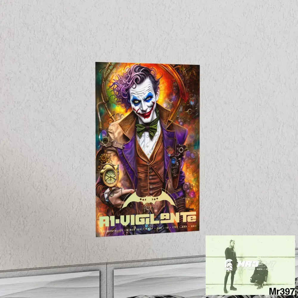 1.VigilantAe Steampunk Joker Hearts Tribal Fractal Matte Vertical Posters Poster