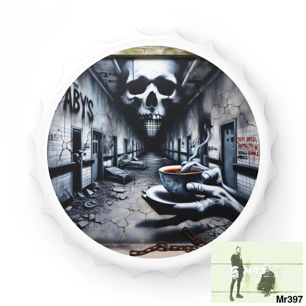 12 years in a vulnerable Adult Abuse Ring assassination hell Banksy Inspired Magnetic Bottle Opener One size / White