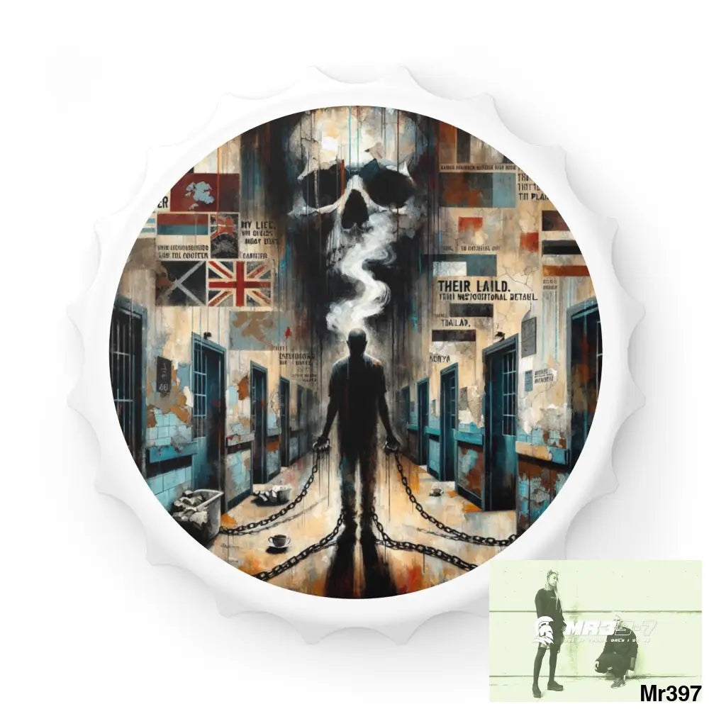 12 years in a vulnerable Adult Abuse Ring assassination hell Banksy Inspired Magnetic Bottle Opener One size / White