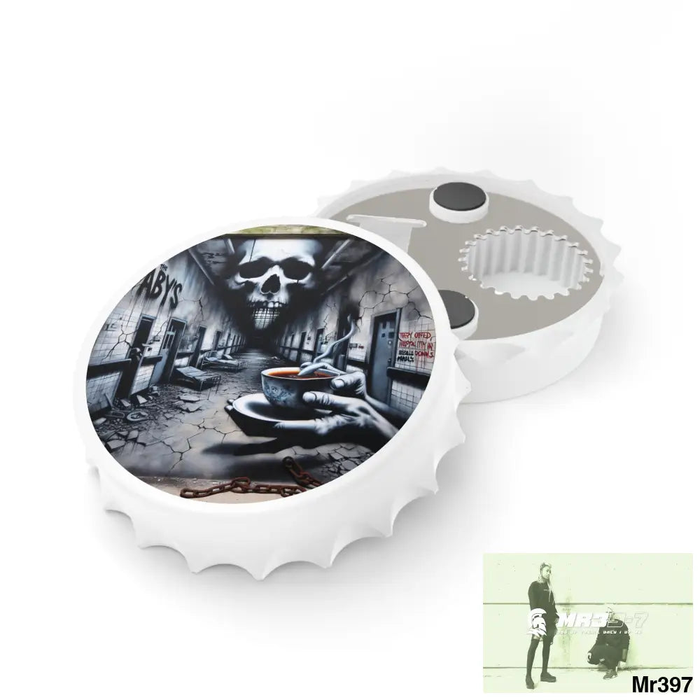 12 years in a vulnerable Adult Abuse Ring assassination hell Banksy Inspired Magnetic Bottle Opener One size / White