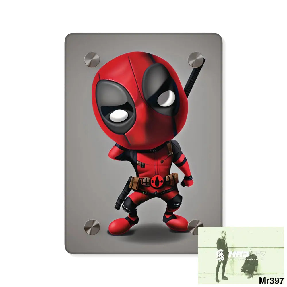 3D Chibi Deadpool Disney Graphic Acrylic Wall Art Panels 5’’ x 7’’ (Vertical) / 0.25’’ Home Decor