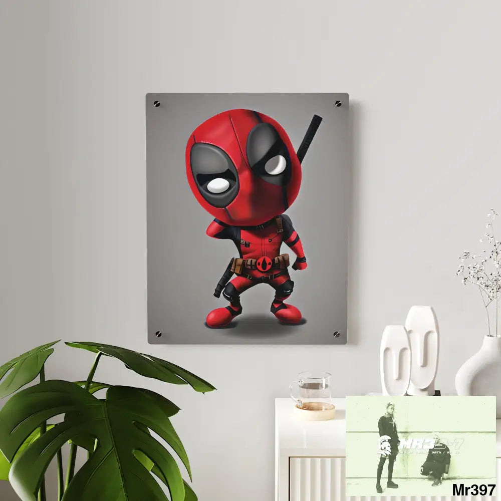 3D Chibi Deadpool Disney Graphic Acrylic Wall Art Panels Home Decor