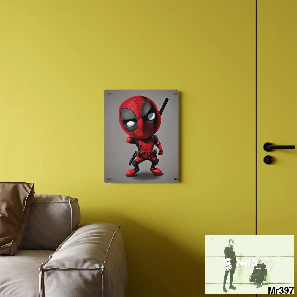 3D Chibi Deadpool Disney Graphic Acrylic Wall Art Panels Home Decor