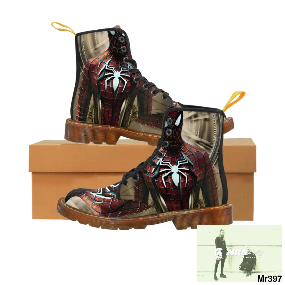 3D Spider-Man Hyper Realistic Canvas Boots US 6.5 / Brown sole Shoes