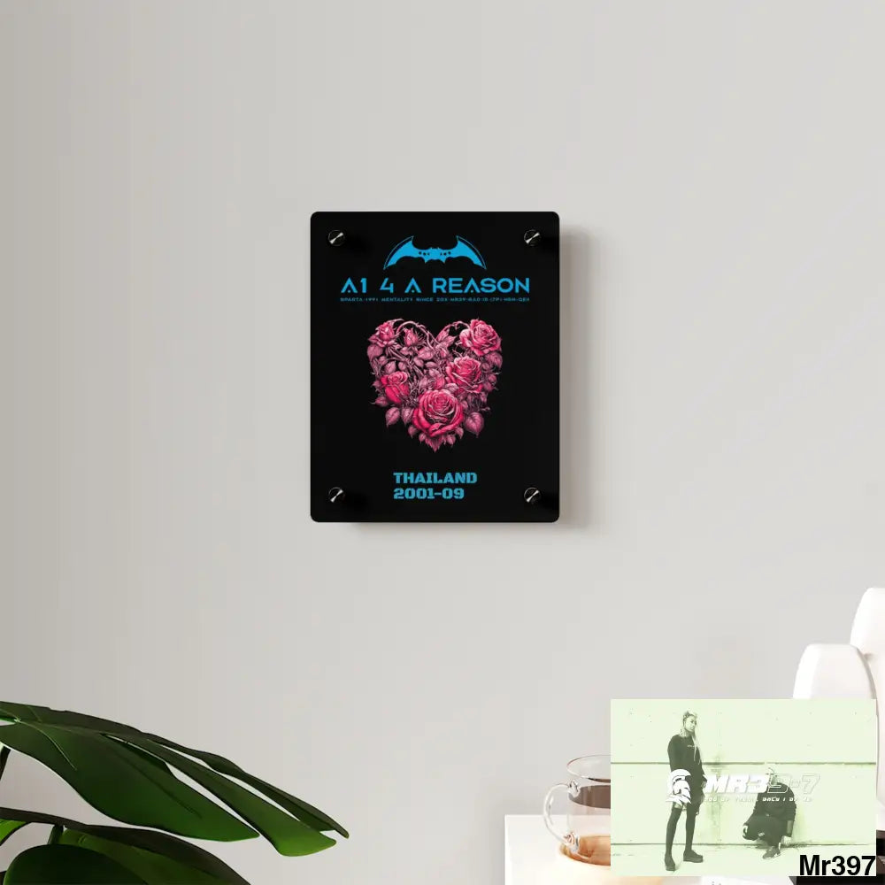 4 A Reason Thailand 2001--09 Heart Made of Pink Roses Beautiful Floral Acrylic Wall Art Panels Home Decor