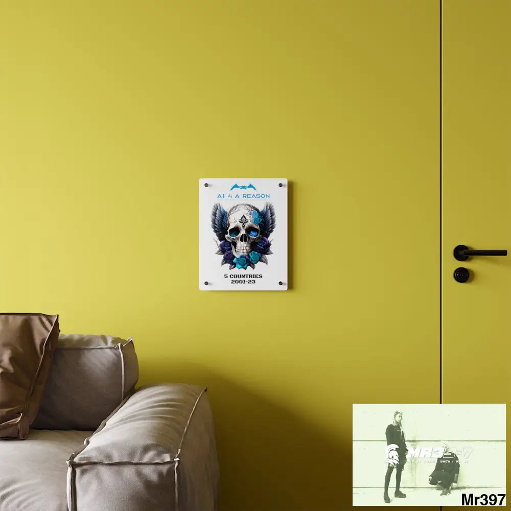 5 Countries 2001-23 A1 4 A Reason Gothic skull wings and blue roses Acrylic Wall Art Panels Home Decor