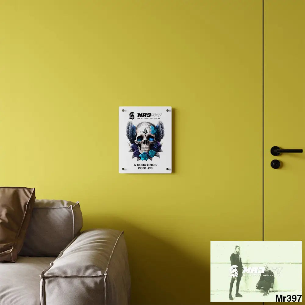 5 Countries 2001-23 Mr39-7 Gothic skull wings and blue roses Acrylic Wall Art Panels Home Decor