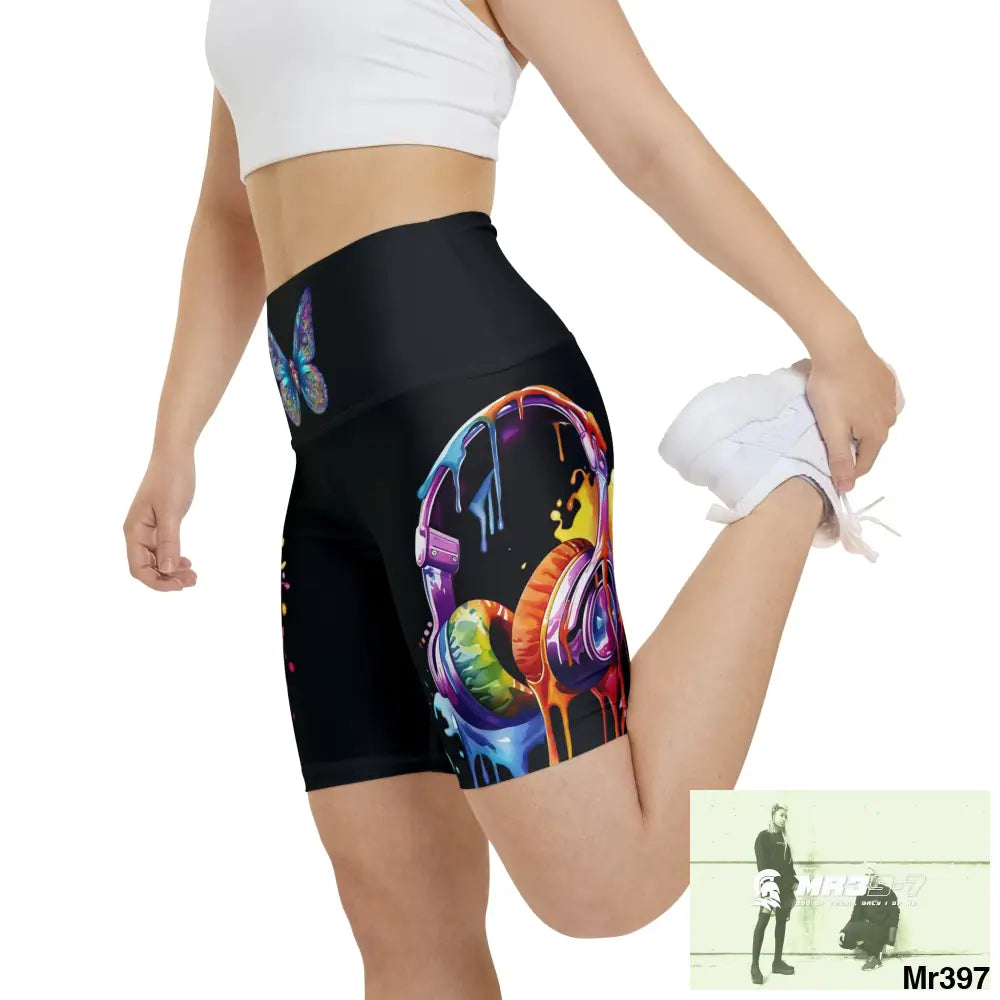 A Butterflies Melting headphones Women’s Workout Shorts (AOP) All Over Prints