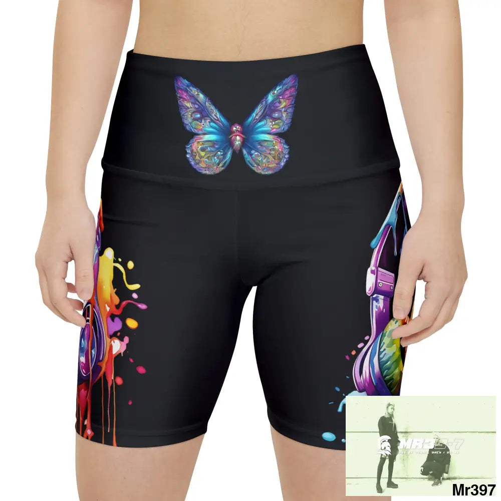 A Butterflies Melting headphones Women’s Workout Shorts (AOP) All Over Prints