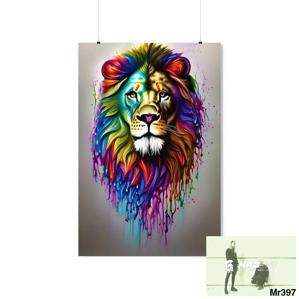 A translucent rainbow lion Matte Vertical Posters 24″ x 36″ / Matte Poster