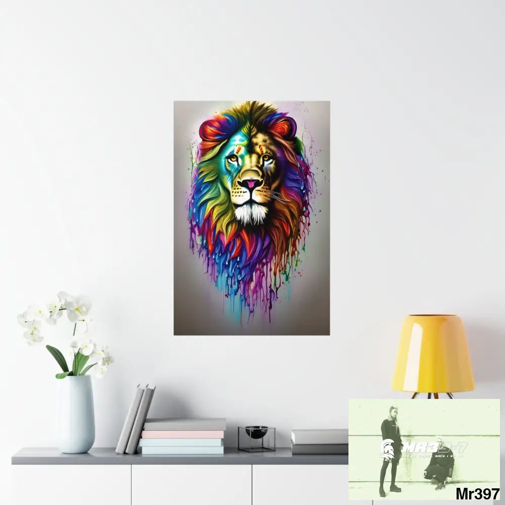 A translucent rainbow lion Matte Vertical Posters Poster