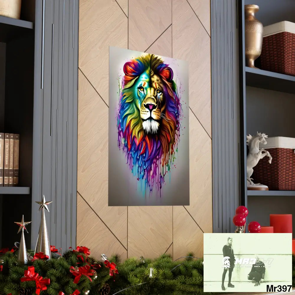 A translucent rainbow lion Matte Vertical Posters Poster