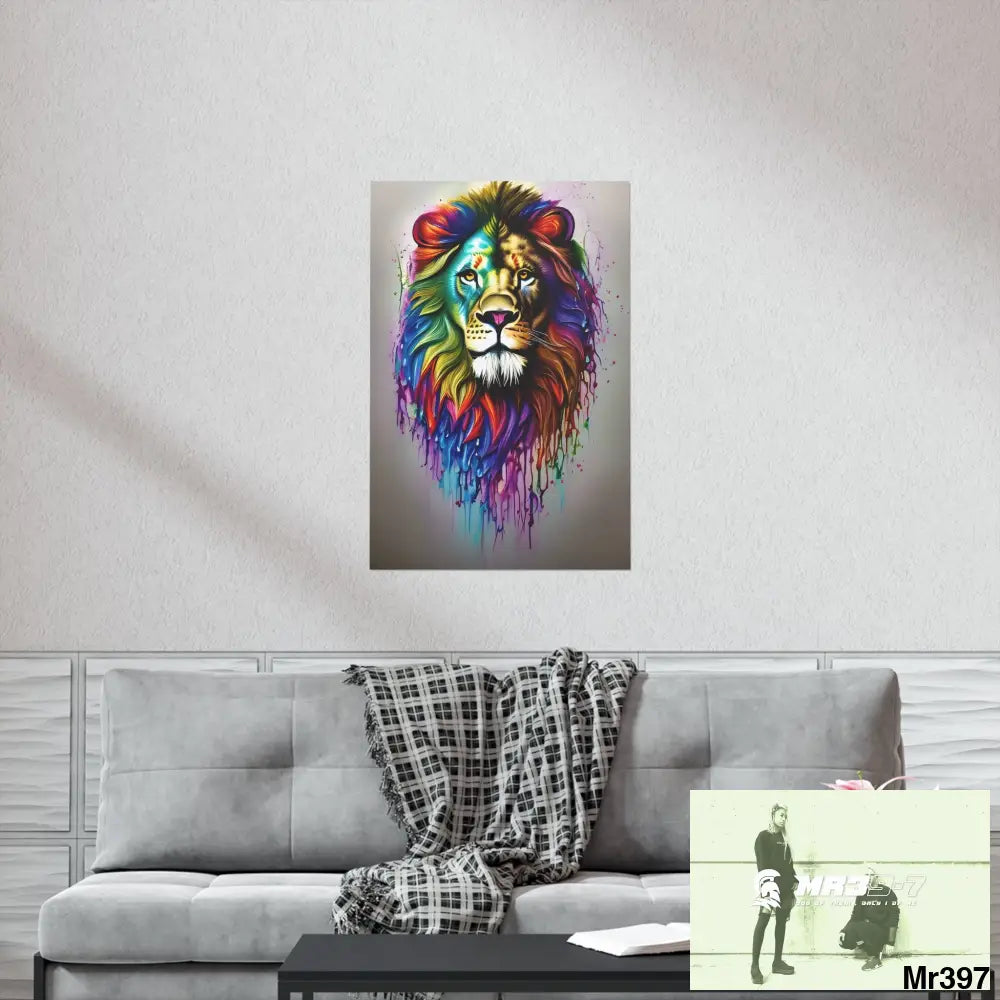 A translucent rainbow lion Matte Vertical Posters Poster
