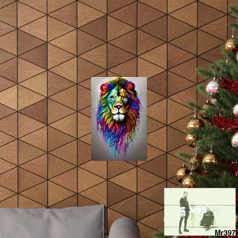A translucent rainbow lion Matte Vertical Posters Poster