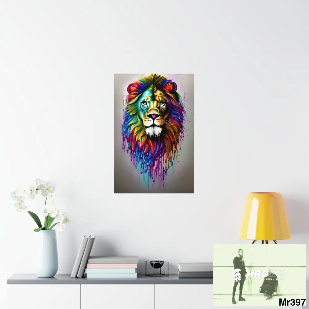 A translucent rainbow lion Matte Vertical Posters Poster