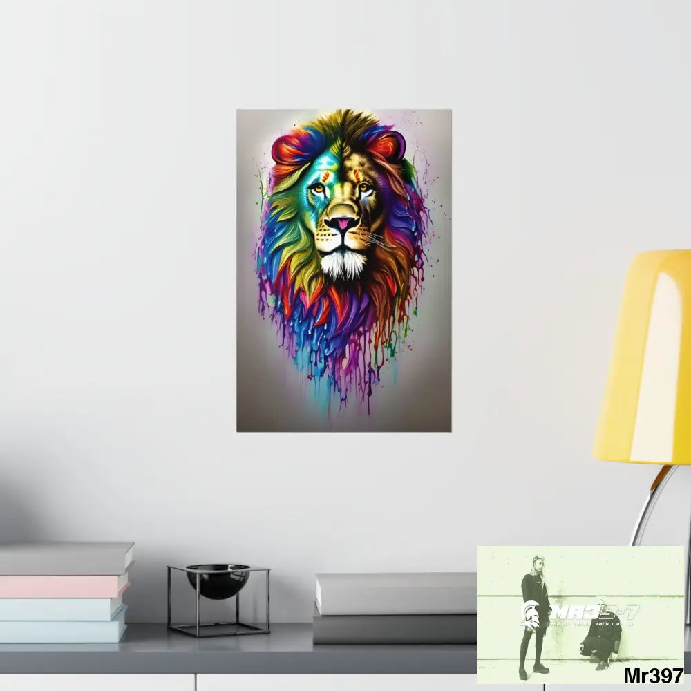 A translucent rainbow lion Matte Vertical Posters Poster