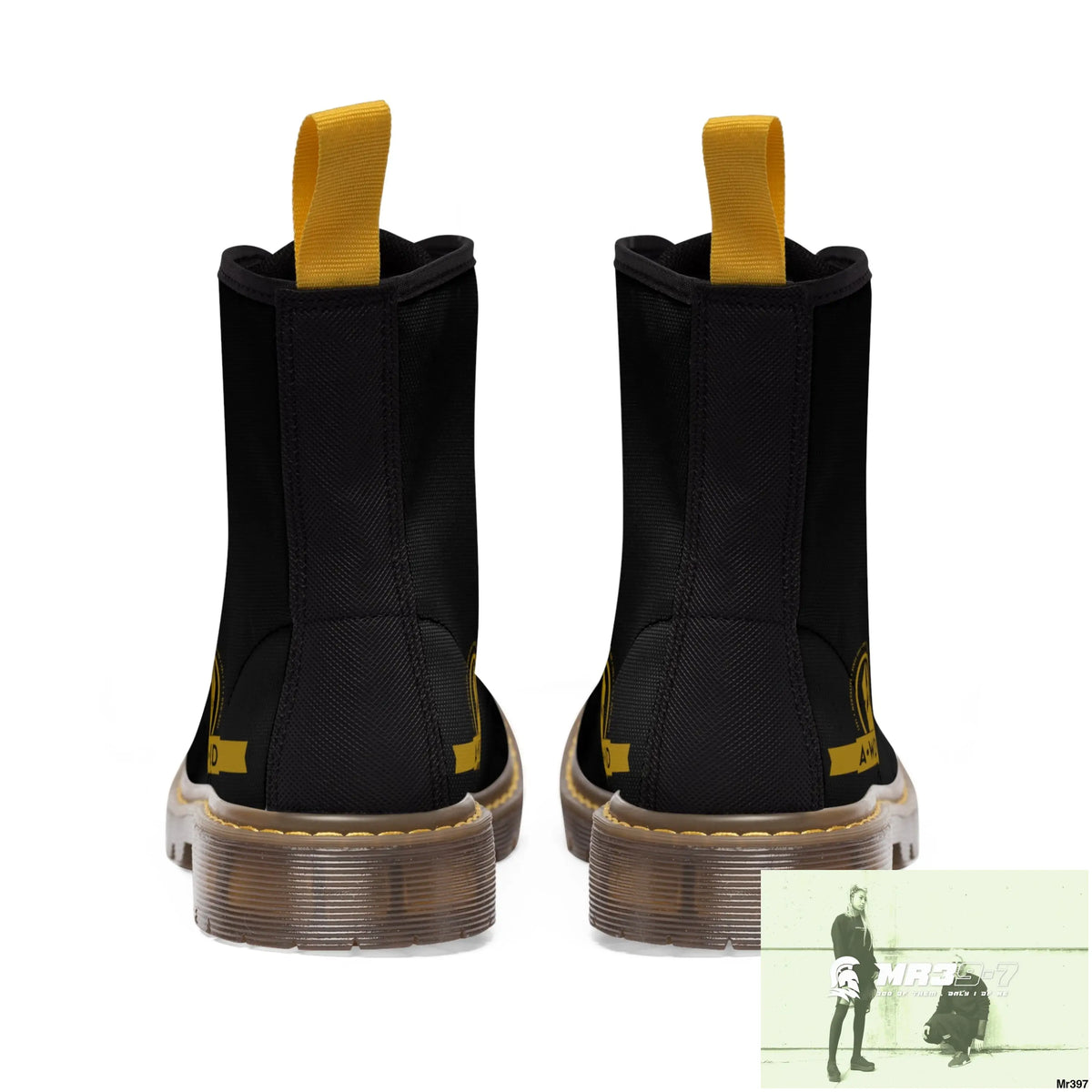 A.WDW ID Black Canvas Boots AOP Shoes