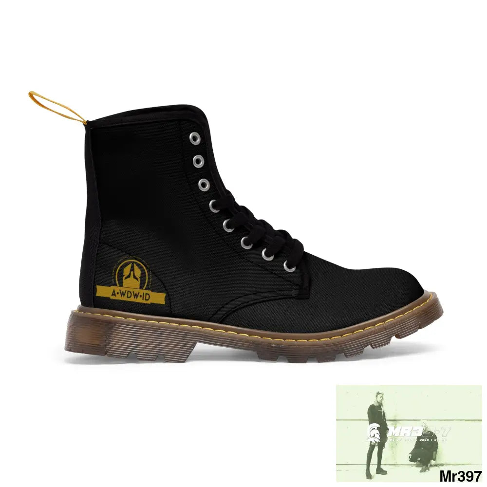 A.WDW ID Black Canvas Boots AOP Shoes