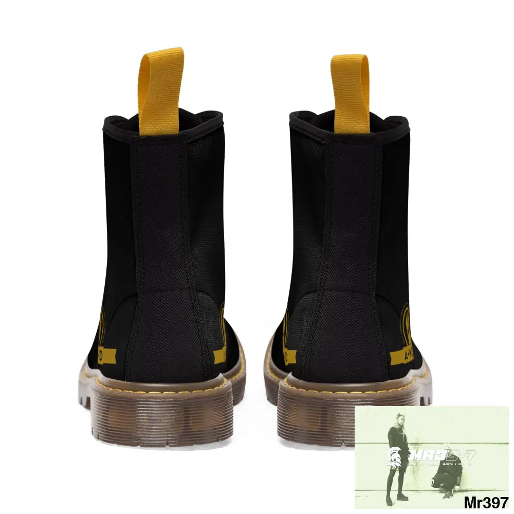 A.WDW ID Black Canvas Boots AOP Shoes