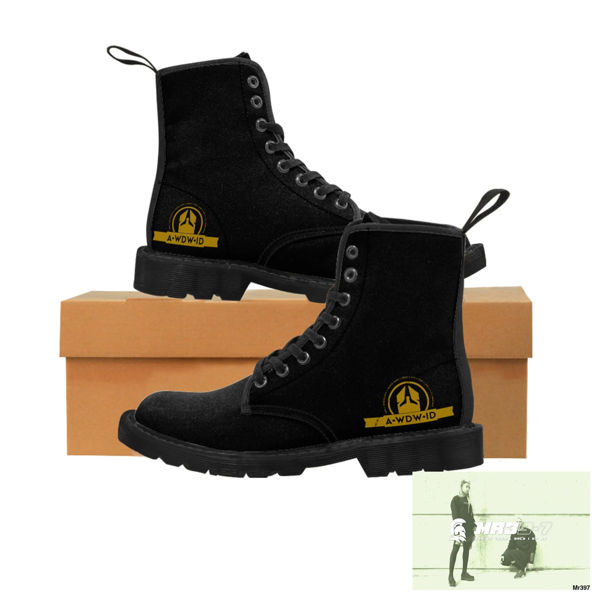 A.WDW ID Black Canvas Boots AOP Shoes