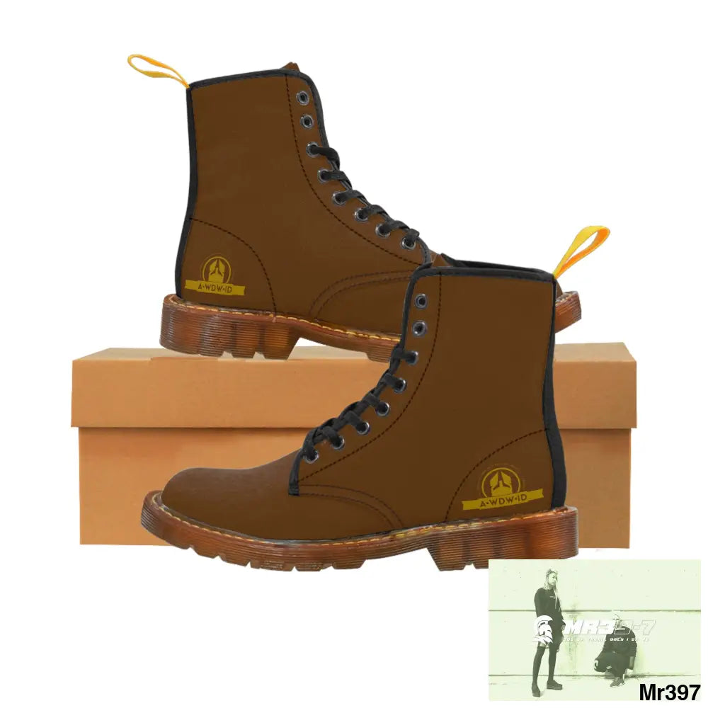 A.WDW ID Brown Canvas Boots AOP Shoes